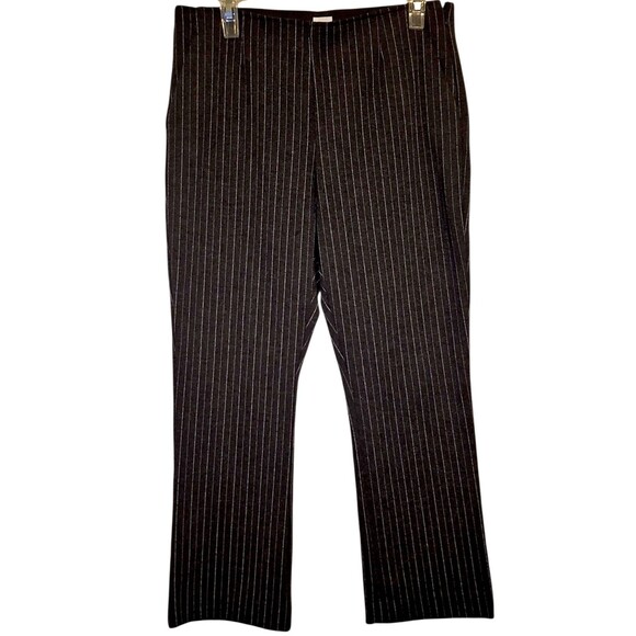 Gap Crop Flare Pinstripe Pants Women’s 10 Navy Blue (Inseam 25) Elastic Waist - Picture 2 of 7